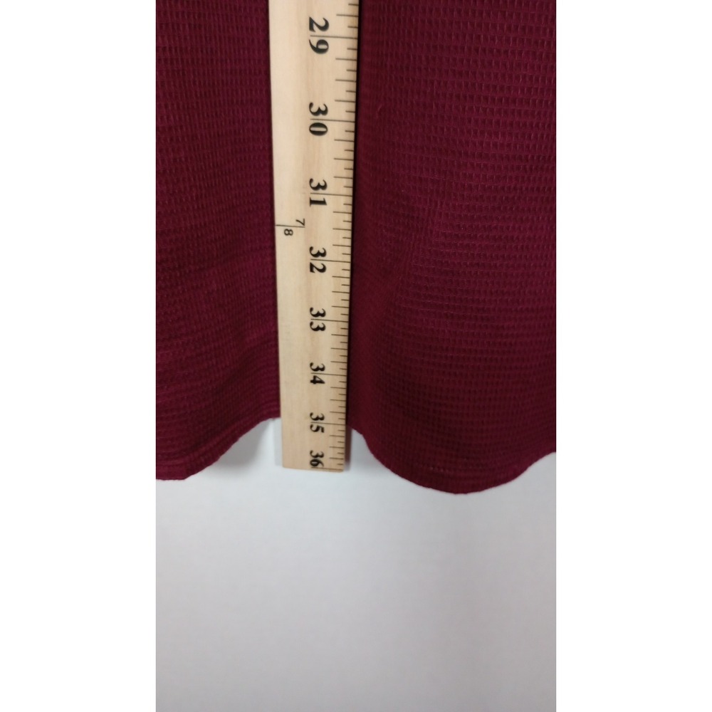 VTG Eddie Bauer Burgundy XXL Waffle Button Shirt L/S 100% Cotton Tall/Ultra Long - Picture 5 of 8
